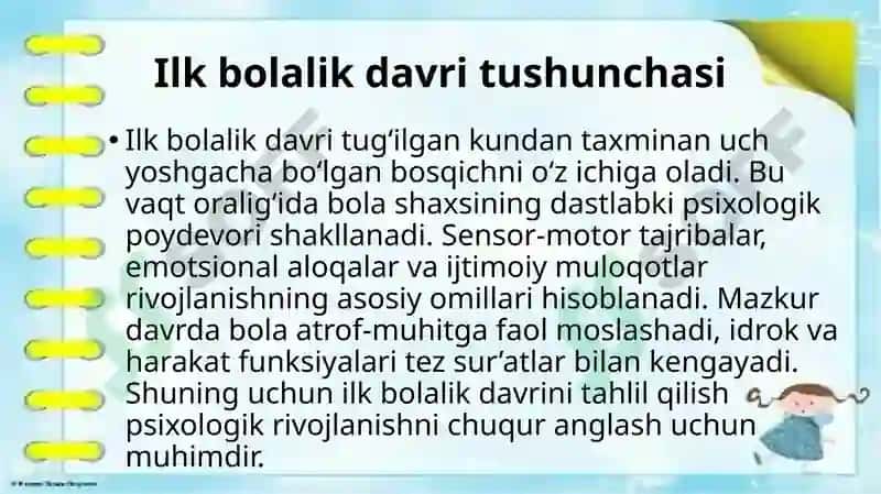 Ilk bolalik davrida shaxslarni rivojlanishga oid nazariy tahlillar 3