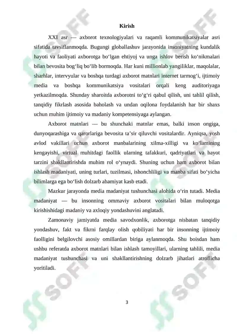 Axborot matnlar bilan ishlash va media madaniyat 3