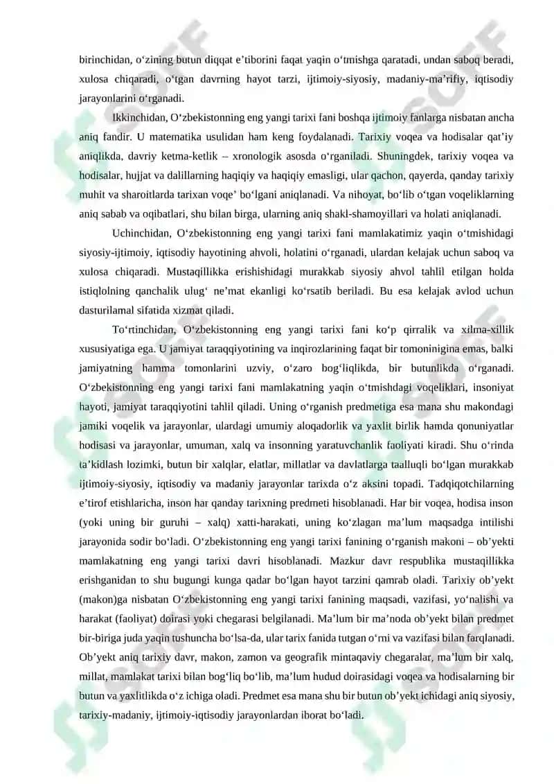 O'zbekistonning eng yangi tarixi fanining peredmeti va vazifzsi 3