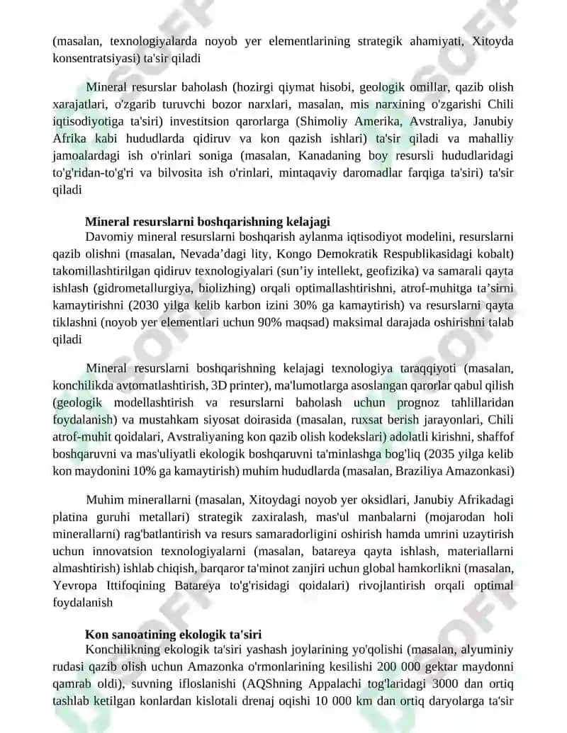 Mineral resurslar va ulardan foydalanishni optimallashtirish 3