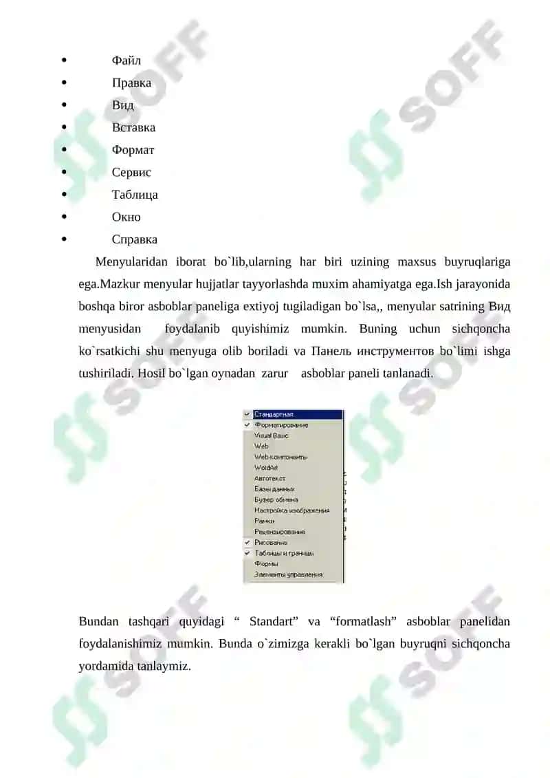 Microsoft Word matn muharriri va uning imkoniyatlari 3