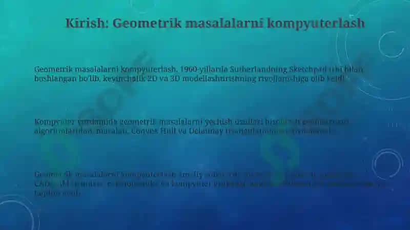 Geometrik masalalarni kompyuterlash 3