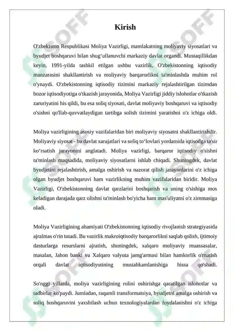 O'zbekiston Respublikasi Moliya Vazirligi Strategiya boshqaruv 3