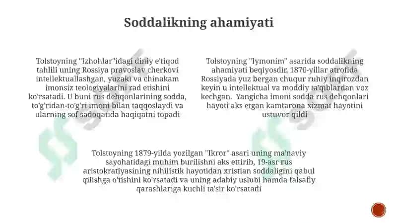 "Lev tolstoyning "Iqrornoma" asaridagi diniy e'tiqodlarni tahlil etish" 3