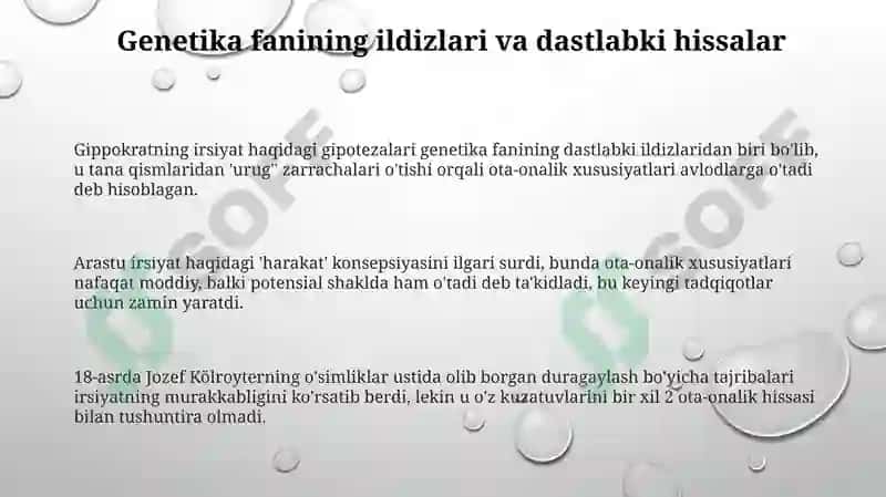 Genetika fanining shakllanishi tarixi va asoschilari 3