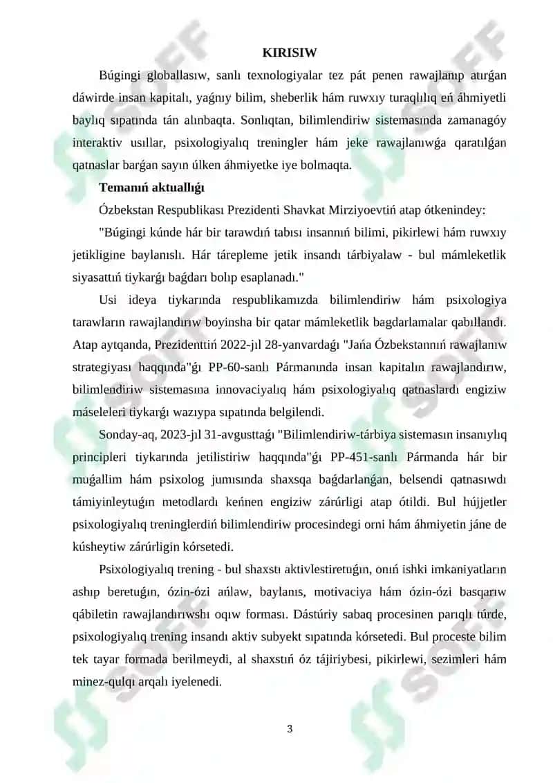 Psixodramma Ya.Moreno jeke ósiw hám sociallıq róllerdi ańlaw usılı sıpatında 3