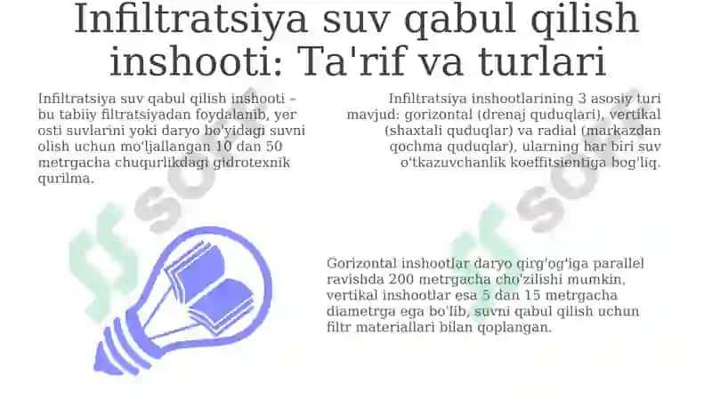 Infiltratsiya suv qabul qilish inshootlari 3