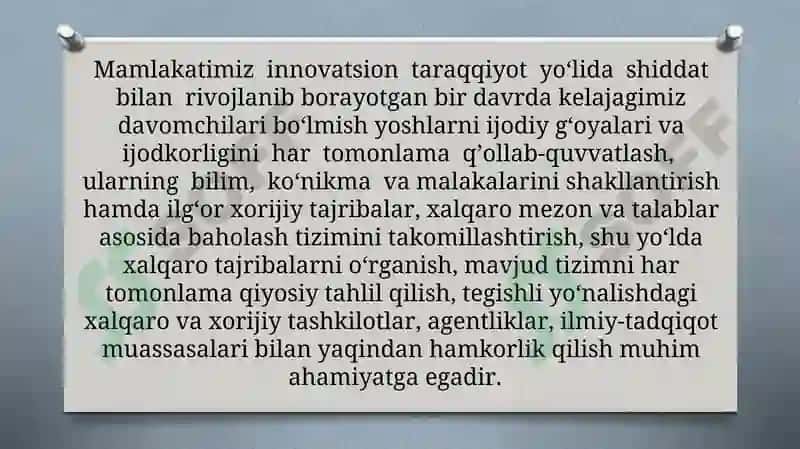 Tabiiy fanlarni o’qitishda TIMSS xalqaro tadqiqotining baxolash vositalaridan foydalanish. 3