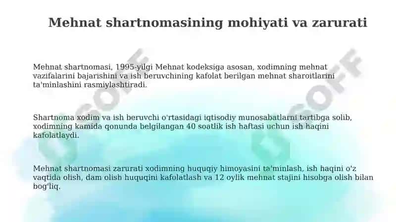 Mehnat shartnomasining mohiyati va zarurati 3