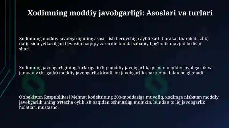 Xodim va Ish Beruvchining Moddiy Javobgarligi 3