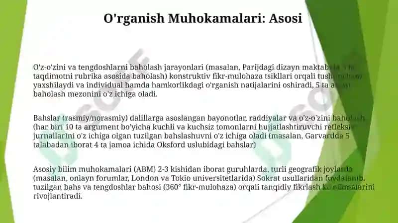 O'z-o'zini va tengdoshlarni baholash 3