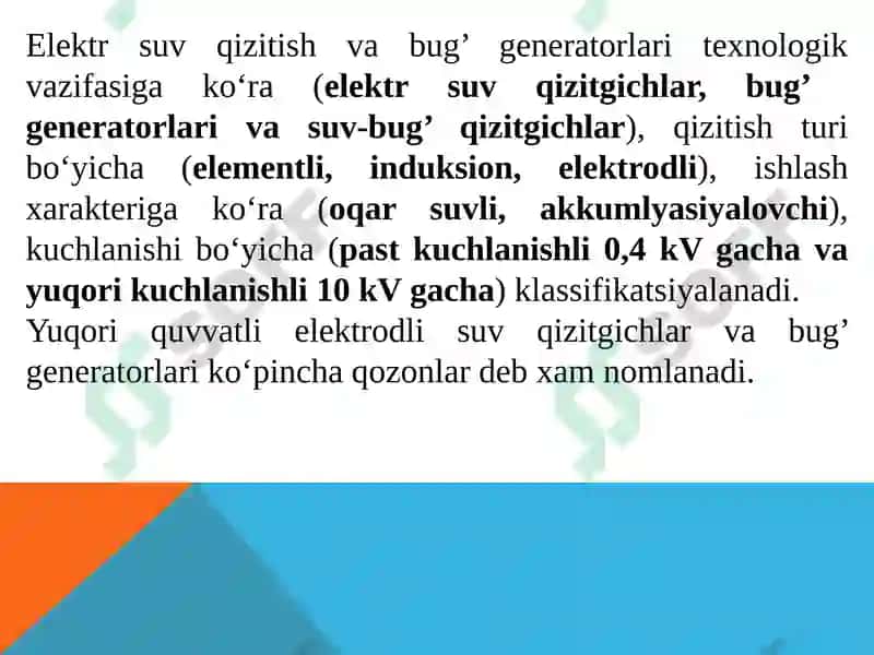 Elektr suv qizitgichlar va bug‘ generatorlari 3