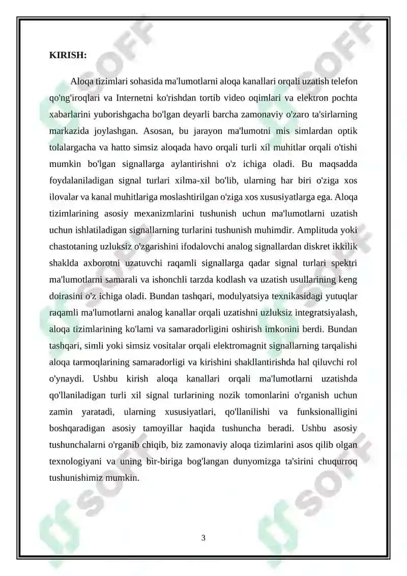 Aloqa kanallari boʻyicha maʼlumotlarni uzatish uchun signallarning turlari 3