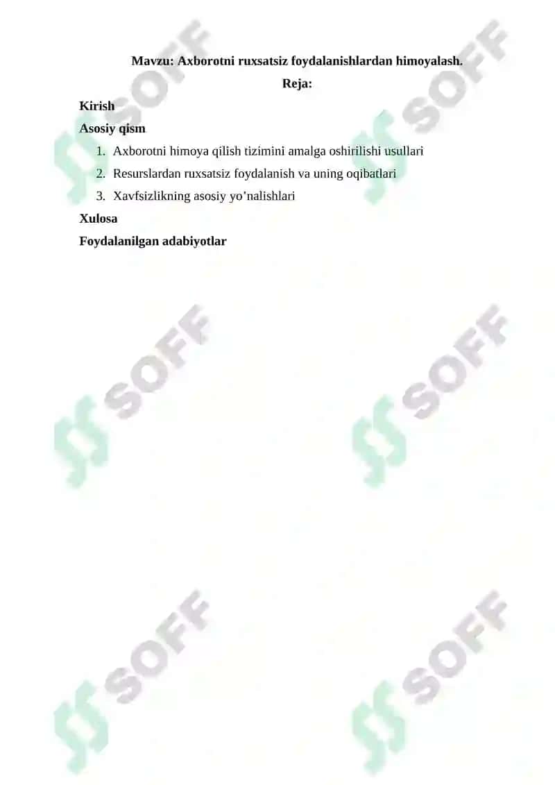 Axborotni ruxsatsiz foydalanishlardan himoyalash 3