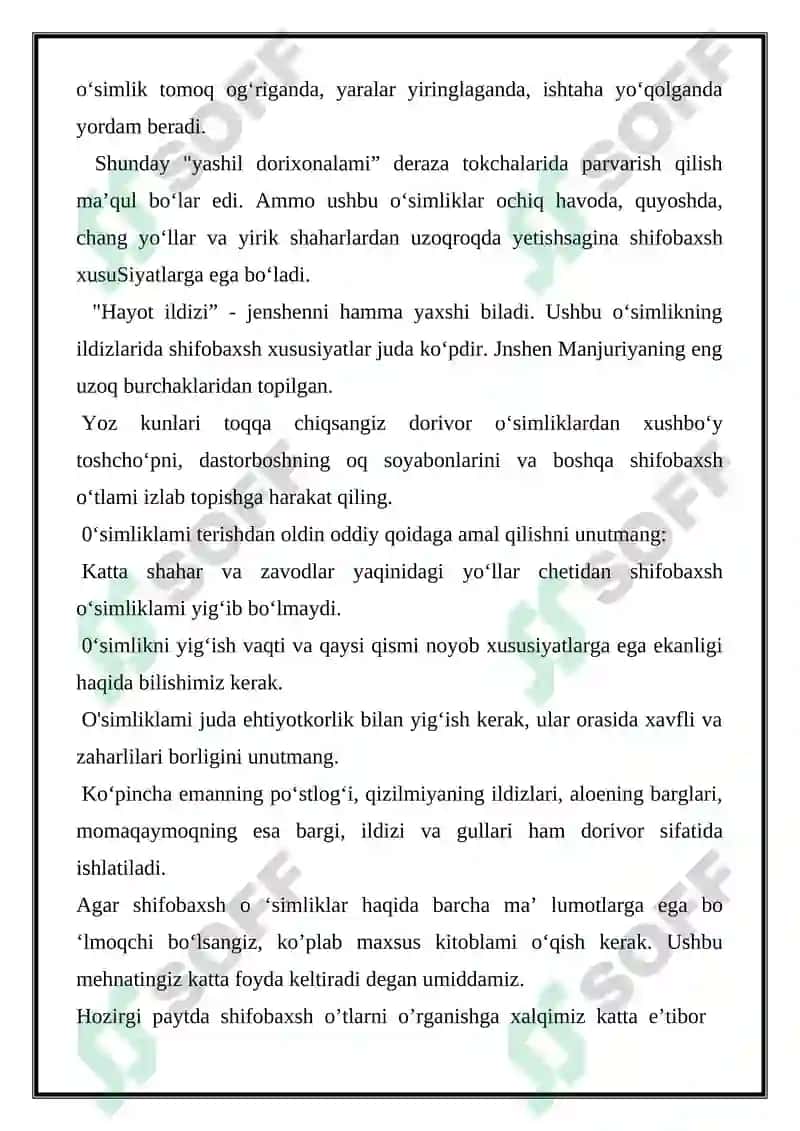 O‘ZBEKISTON SHIFOBAXSH O‘SIMLIKLARI 3