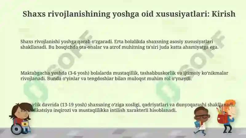 Shaxs taraqqiyotini yoshga bogʻliq xususiyatlari 3