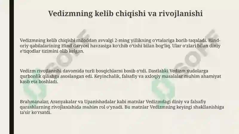 Milliy dinlar- vedizm dini talimotida diniy axloqiy qarashlar 3