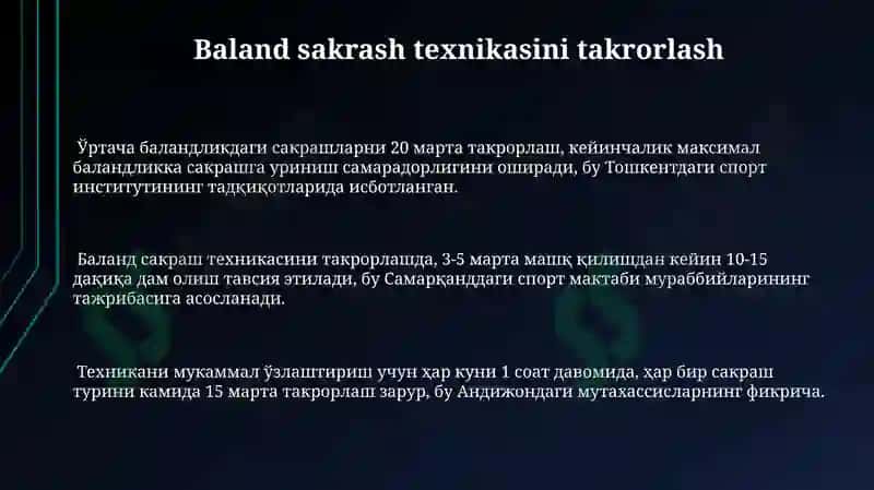 Baland sakrash texnikasini takrorlash 3