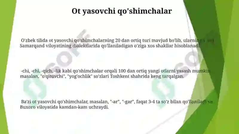 Otlarning grammatik formalari, otlarda yasalish hodisalari 3