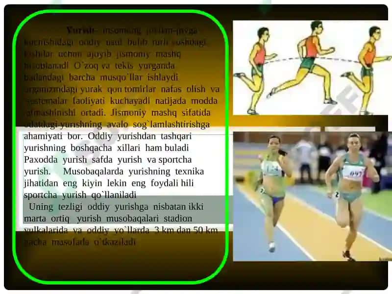 Sportcha yurish bo‘yicha mashg‘ulotlarni tashkil etish va olib borish 3