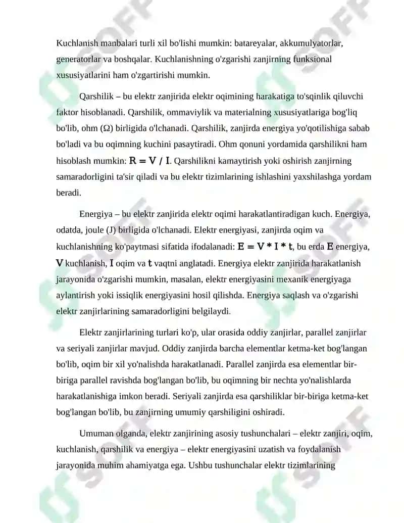 Elektr zanjirining asosiy tushunchalari va ularning turlari 3