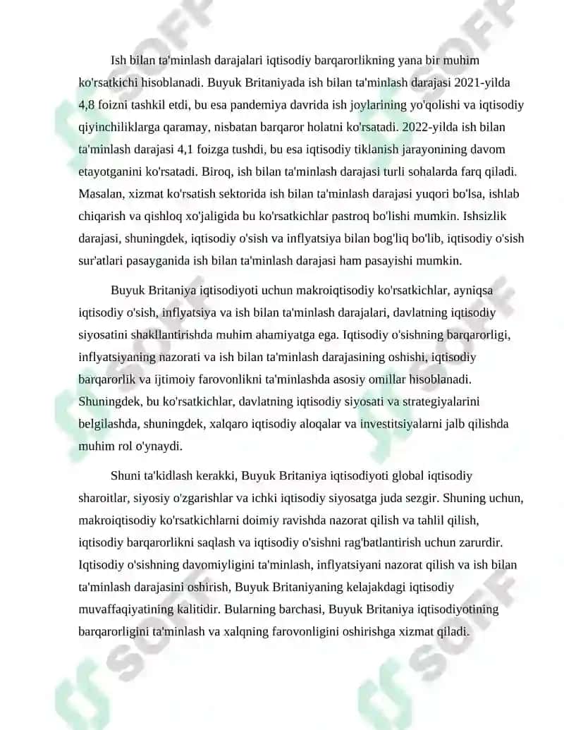 BUYUK BRITANIYA DAVLATINING MAKROIQTISODIY KO'RSATKICHLARI TASNIFI 3