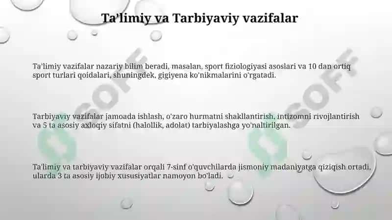 Ta'limiy va Tarbiyaviy Vazifalar 3