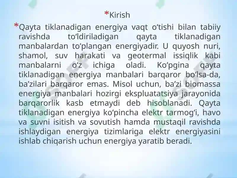 qayta tiklanadigan energiya tasnifi va salohiyati 3