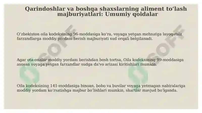 Aliment to'lash majburiyatlari 3