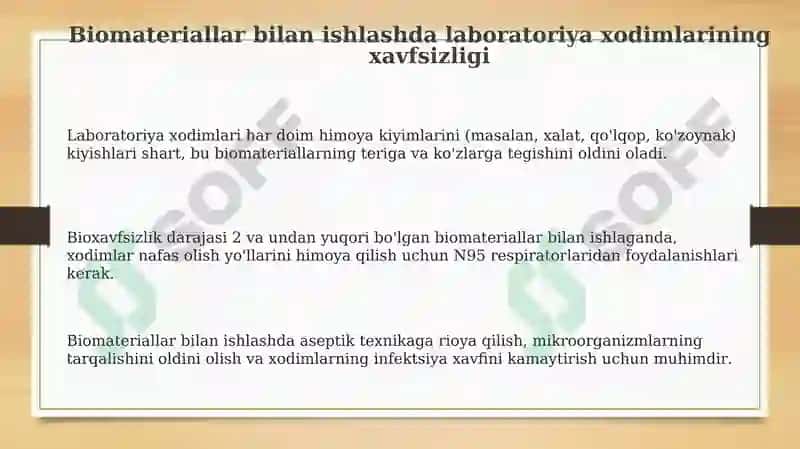 Biomateriallar bilan ishlashda laboratoriya xodimlarining xavfsizligi 3