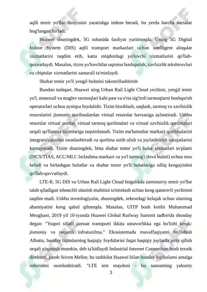 LTE-R tarmoqlari yordamida temir yo‘l transportida yo‘lovchi xizmatlari sifatini oshirish. 3