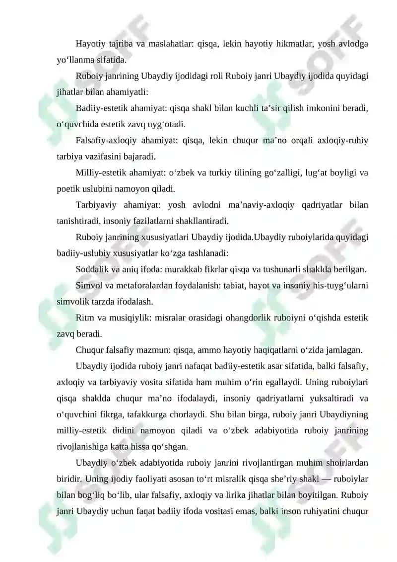 UBAYDIY IJODIDA RUBOIY JANRINING OʻRNI VA AHAMIYATI 3