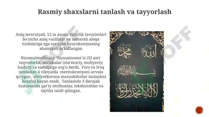 Nizomulmulkni Siyosatnoma asari mazmuni va mohiyatini yoritib berish 3