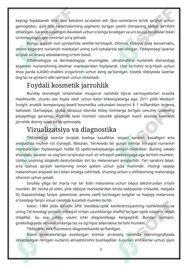 Lazerlar va ularni tibbiyotda qo'llash 3