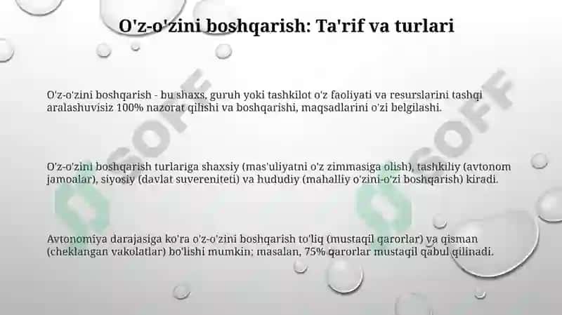 O'zini o'zi boshqarish 3