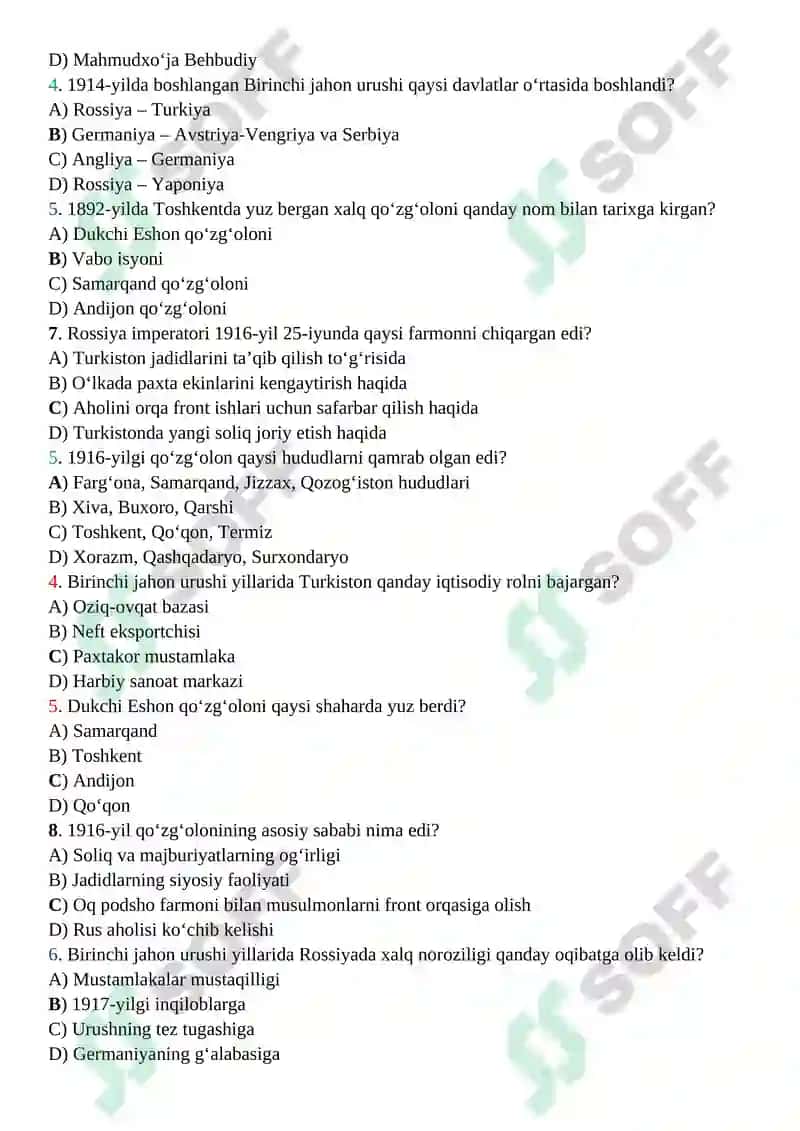 ORALIQ NAZORAT TEST SAVOLLARI 3