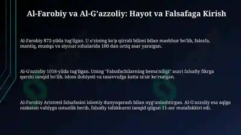 Abu Nasr Farobiy va G'azzoliyning falsafa ilmiga oid qarashlarini qiyosiy tahlil etish 3
