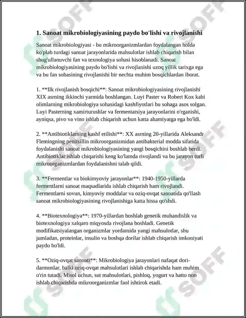 Sanoat Mikrobiologiyasi va Biotexnologiyani Rivojlanish Tarixi 3