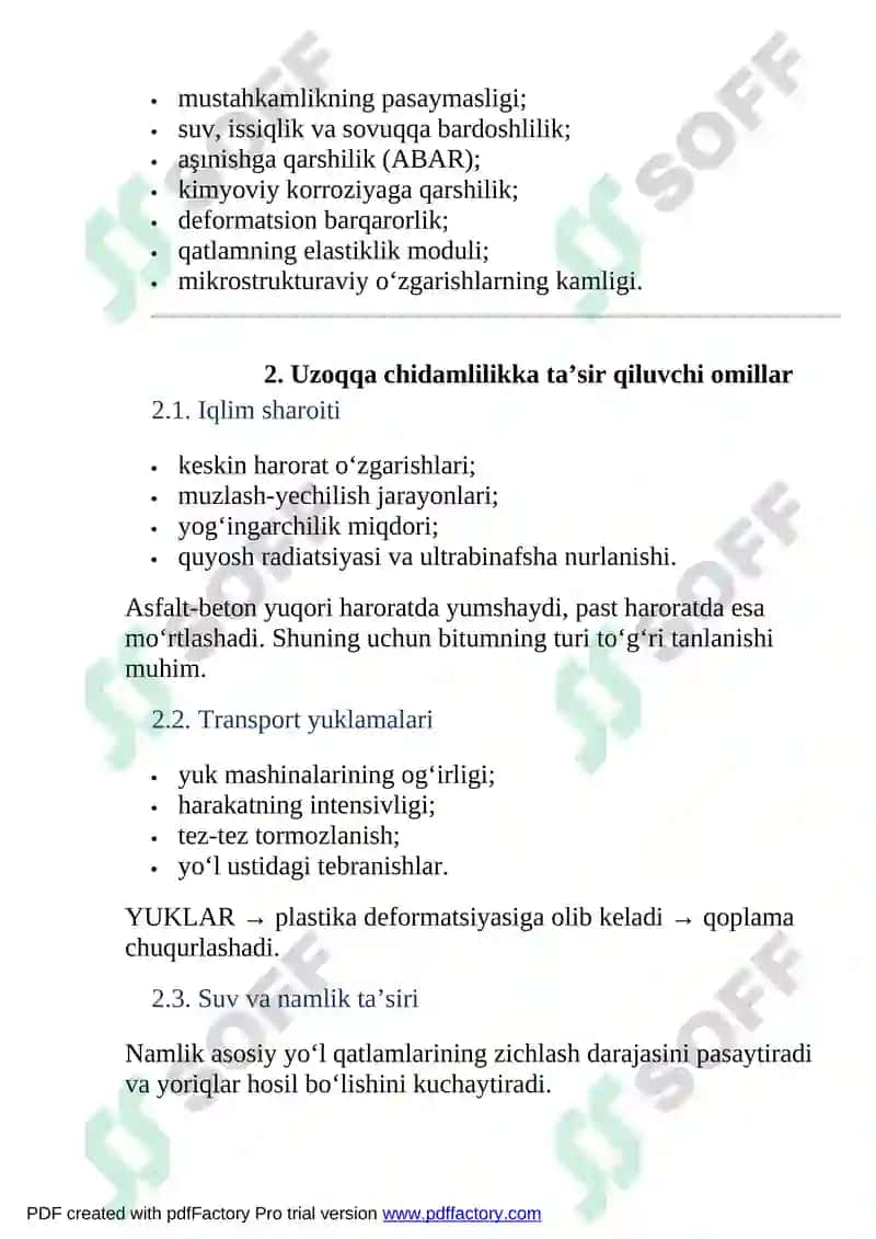 Yo'q qurilish materiallari va mahsulotlarining uzoqqa chidamliligi 3