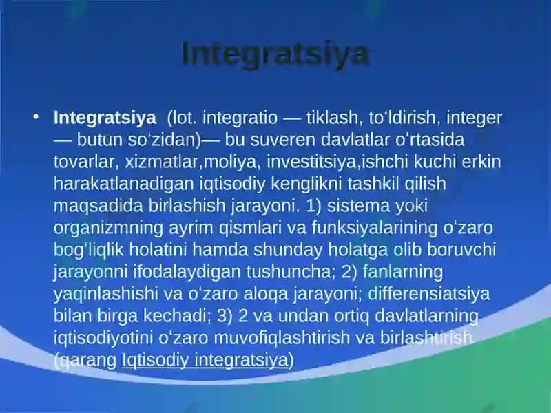 Xalqaro iqtisodiyintegratsiyauning mazmuni va shakllari 3