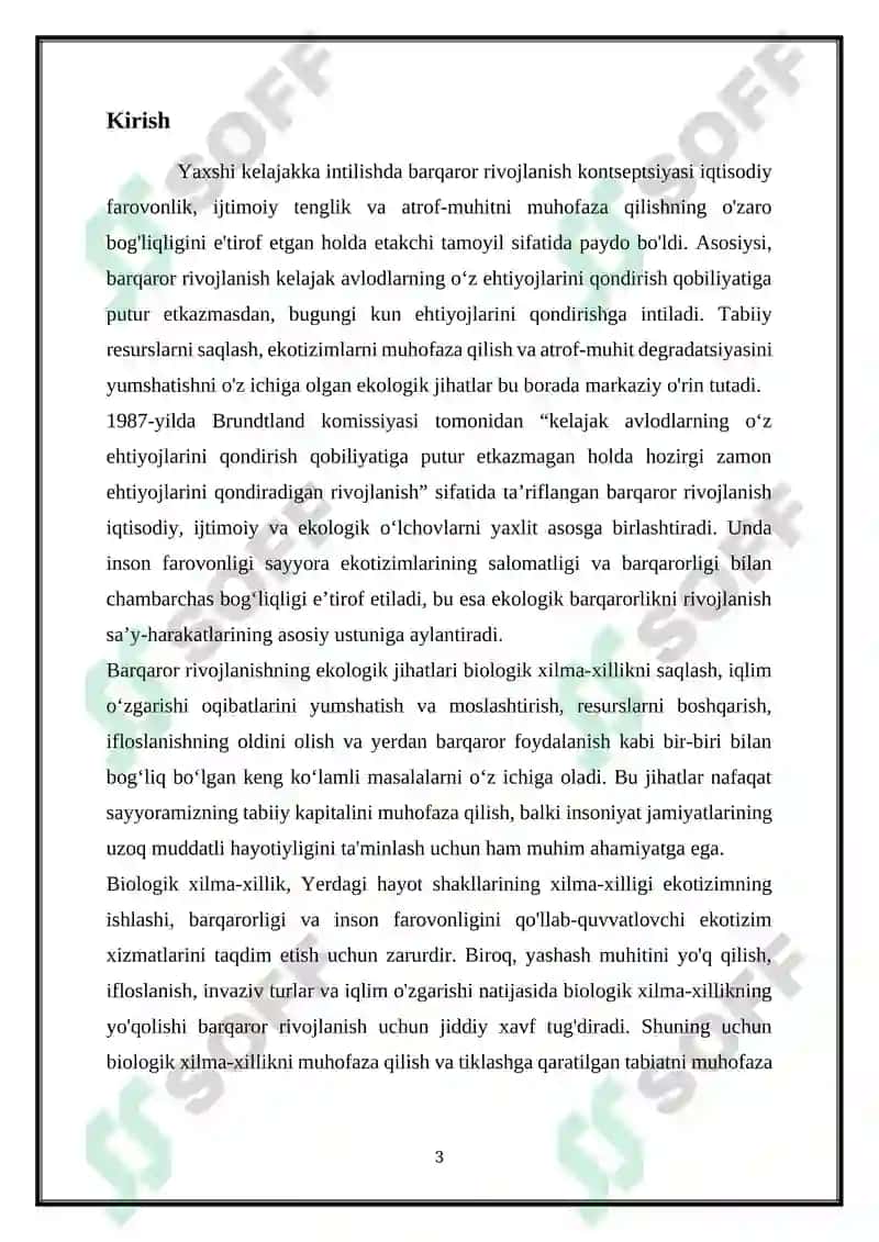 Barqaror rivojlanish va uning ekologik jihatlari 3