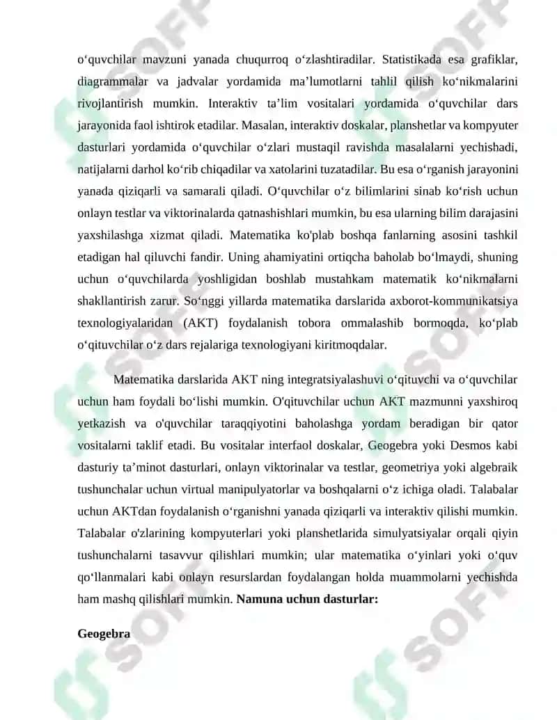 MATEMATIKANI O`QITISHDA AXBOROT KOMMUNIKATSION TEXNOLOGIYALARI (AKT)DAN FOYDALANISH METODIKASI 3