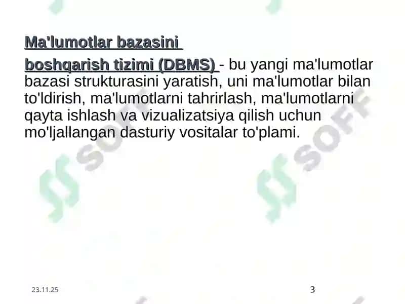 Ma'lumotlar bazasi tushunchasi 3