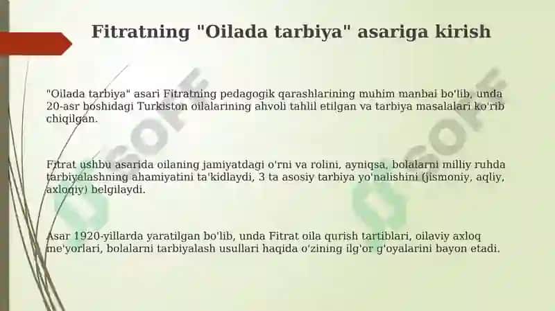 Fitratning “Oila asari” 3