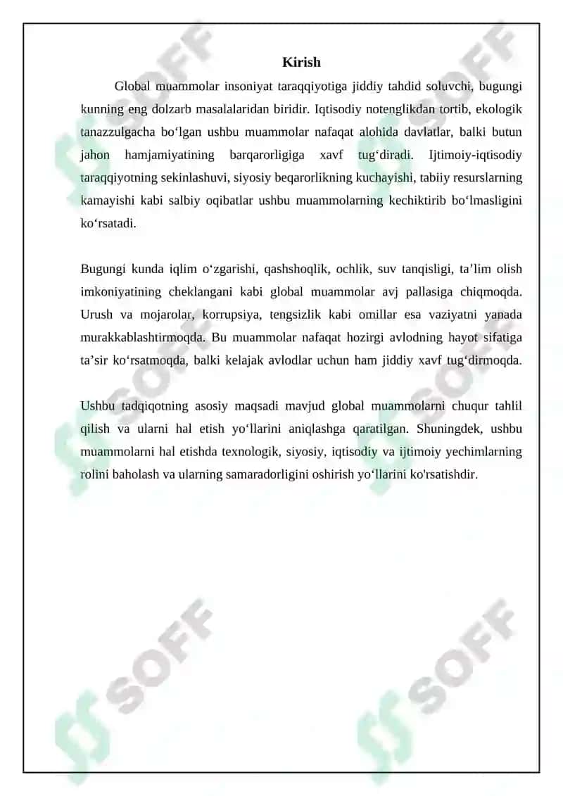 Global muammolar va ularni hal qilish yo‘llari 3