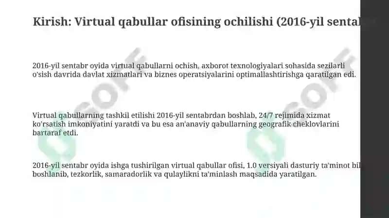 Virtual qabulxonalarning ochilishi 3