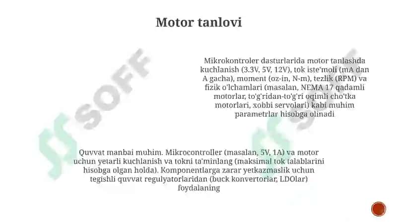 Dvigatellarni mikrokontrollerlarga o‘rnatish 3