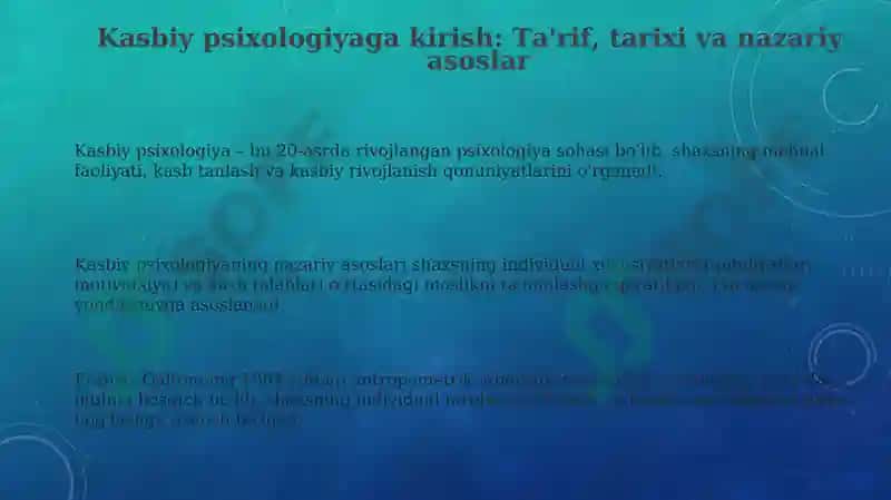 Psixologik professiografiya. Mehnat psixologiyasi ekspertizasi 3