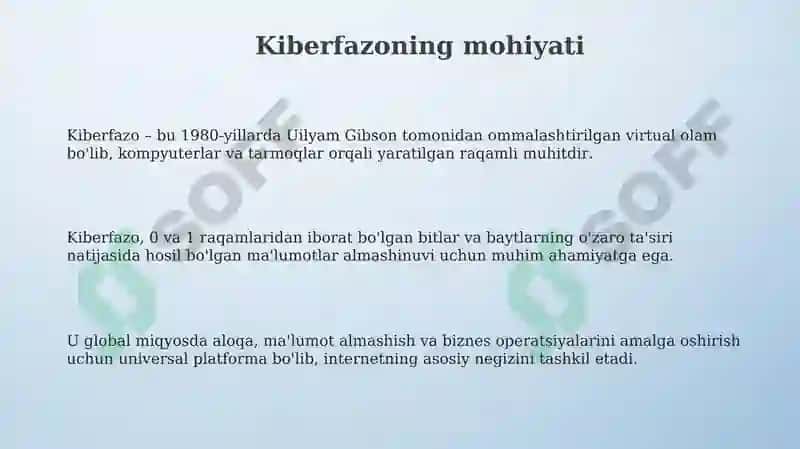 Kiber makon kiber terrorizm kiber zoravonlik tushunchalarining ahamiyati 3