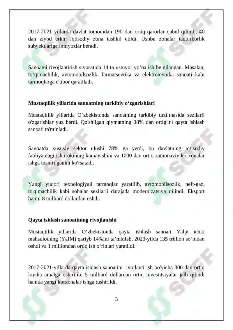 Mustaqillik yillarida sanoat tarmoqlarining rivojlanishi 3